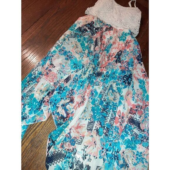 Medium Almost Famous Sleeveless Lace Top Floral Open Back Sundress Sunmer Dress - Picture 3 of 5